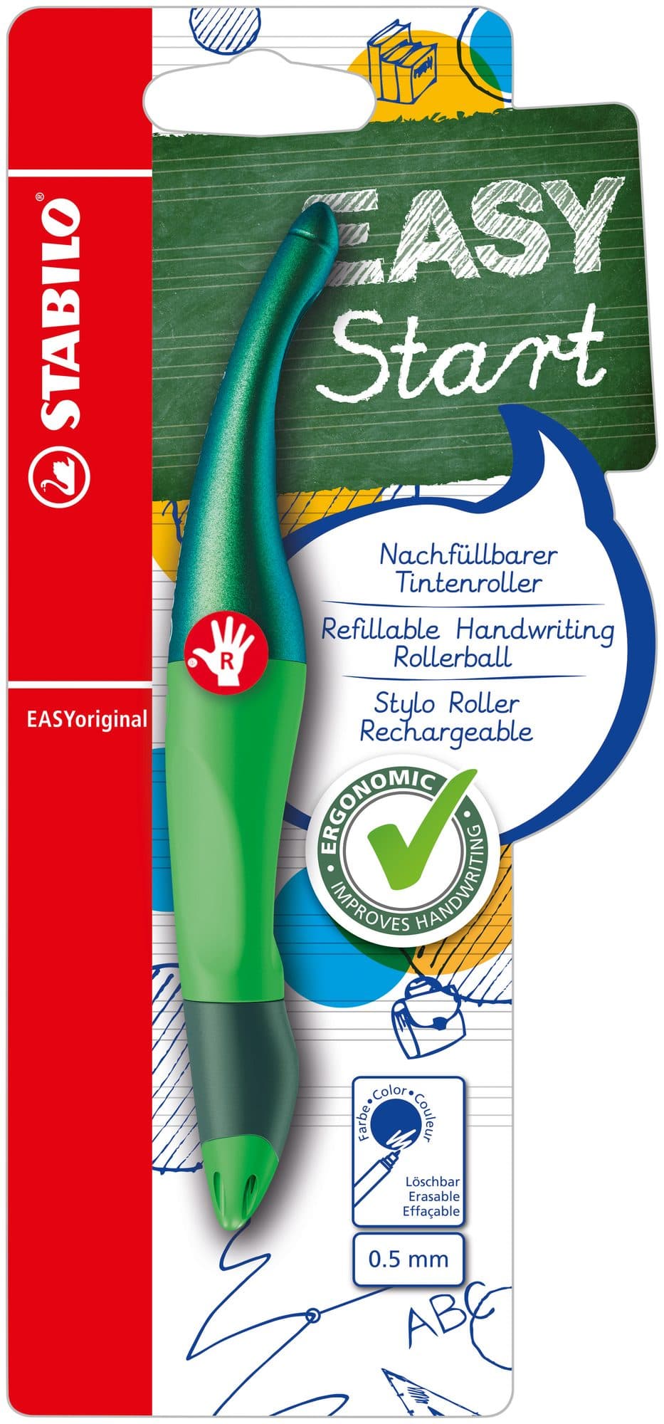 Rollerpen STABILO Easyoriginal rechtshandig hologr ed M groen blister