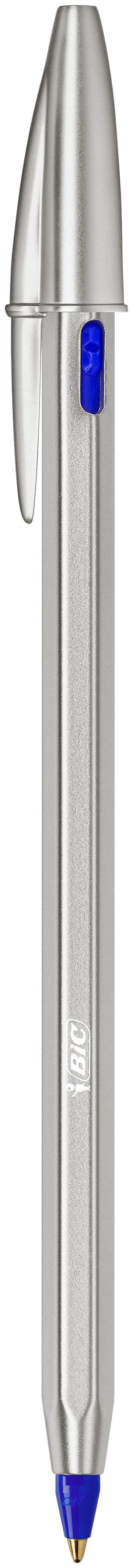 Balpen Bic Cristal Re-new medium zilver + 2 vullingen blauw 3