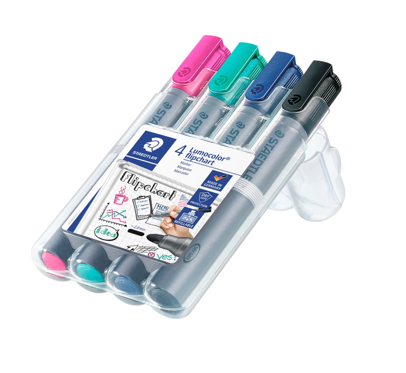 Viltstift Staedtler 356 voor flipover rond 2mm set à 4 stuks assorti 2