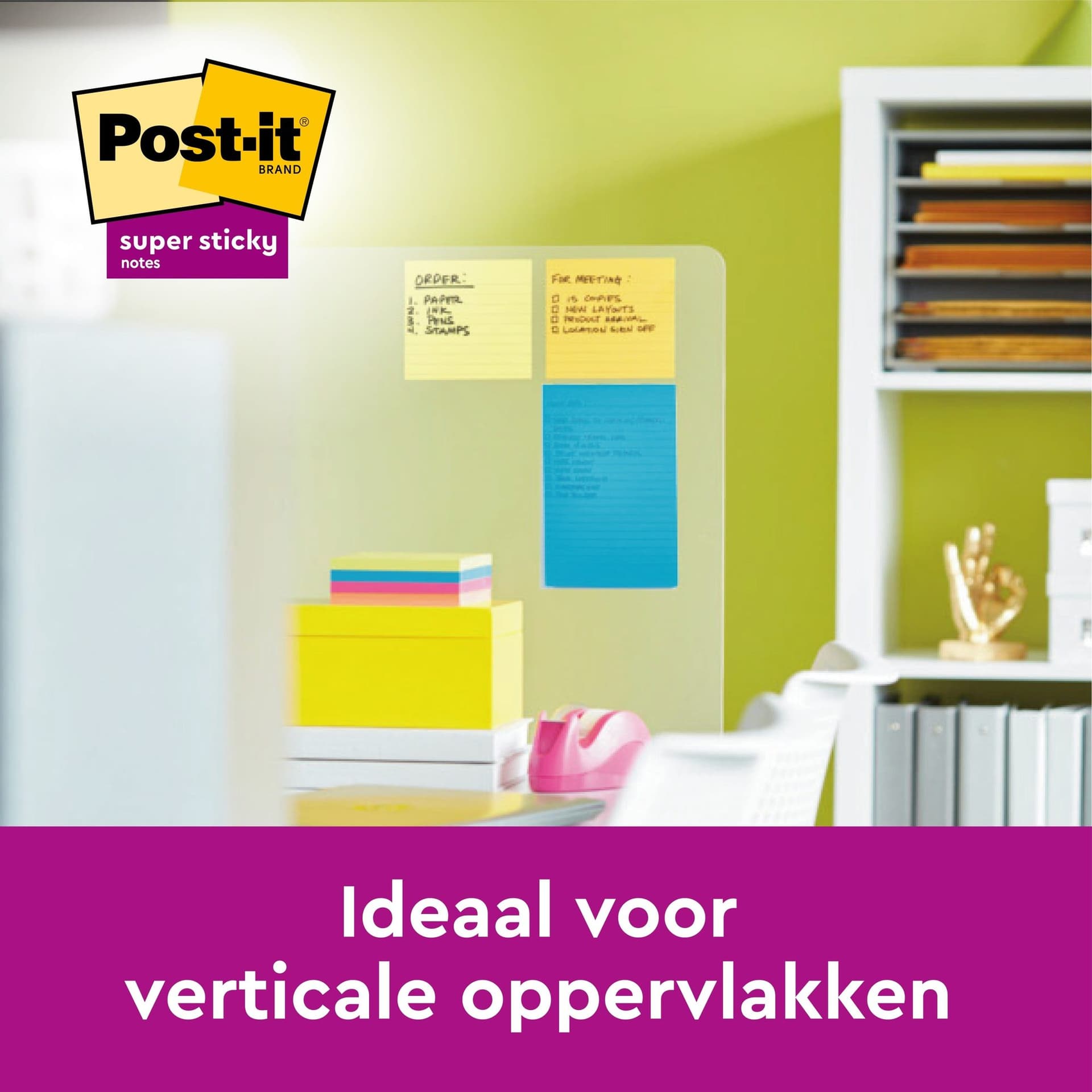 Memoblok Post-it 6445 Super Sticky 152x101mm assorti 3st 6