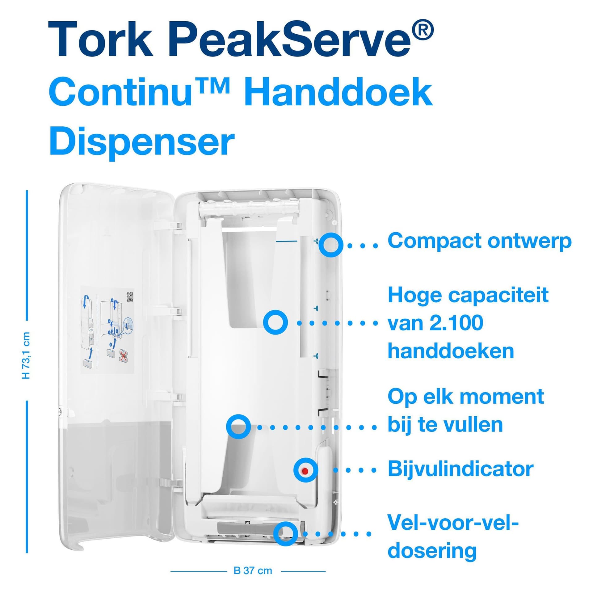 Handdoekdispenser Tork H5 Elevation PeakServe wit 552500 3
