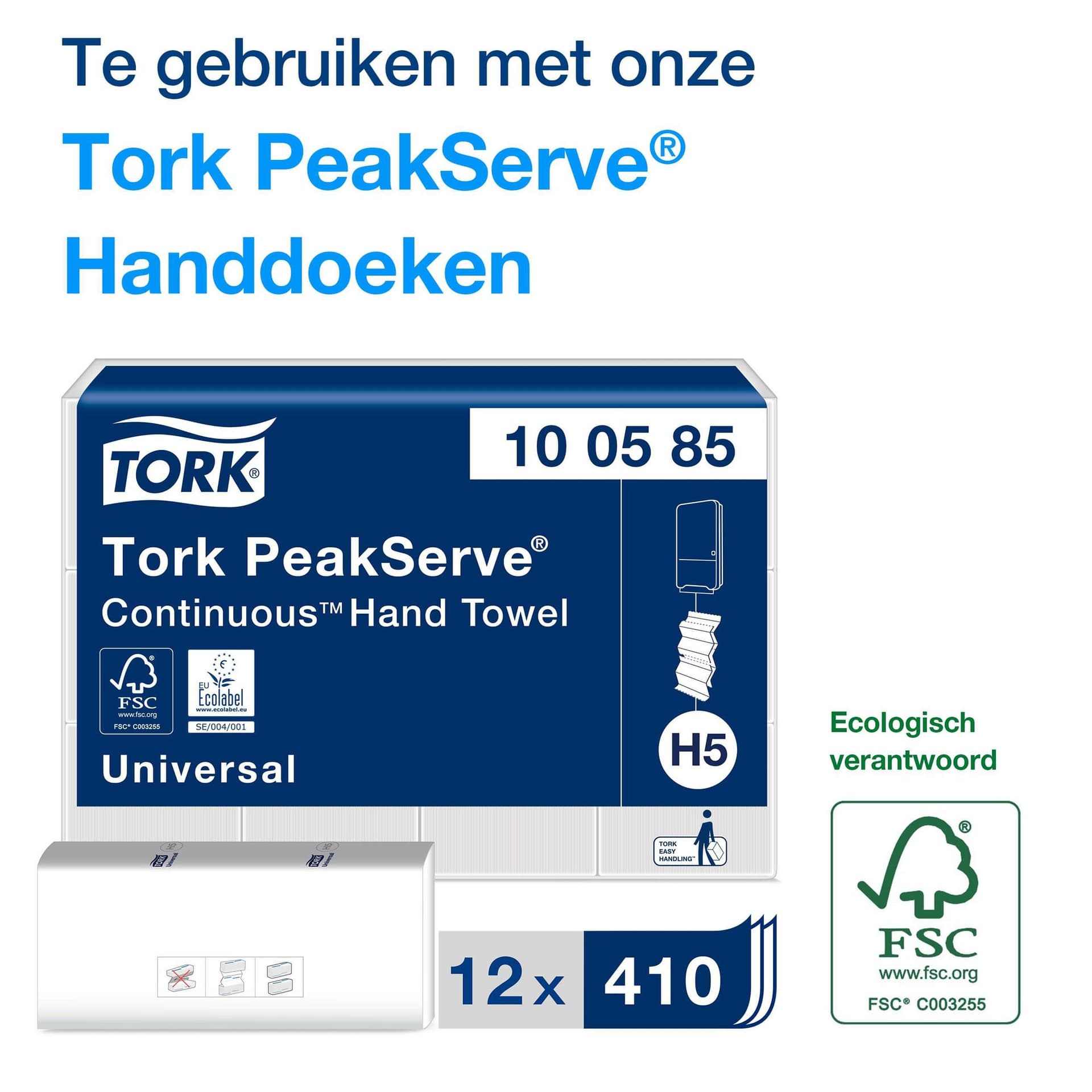 Handdoekdispenser Tork H5 Elevation PeakServe klein zwart 552558 2