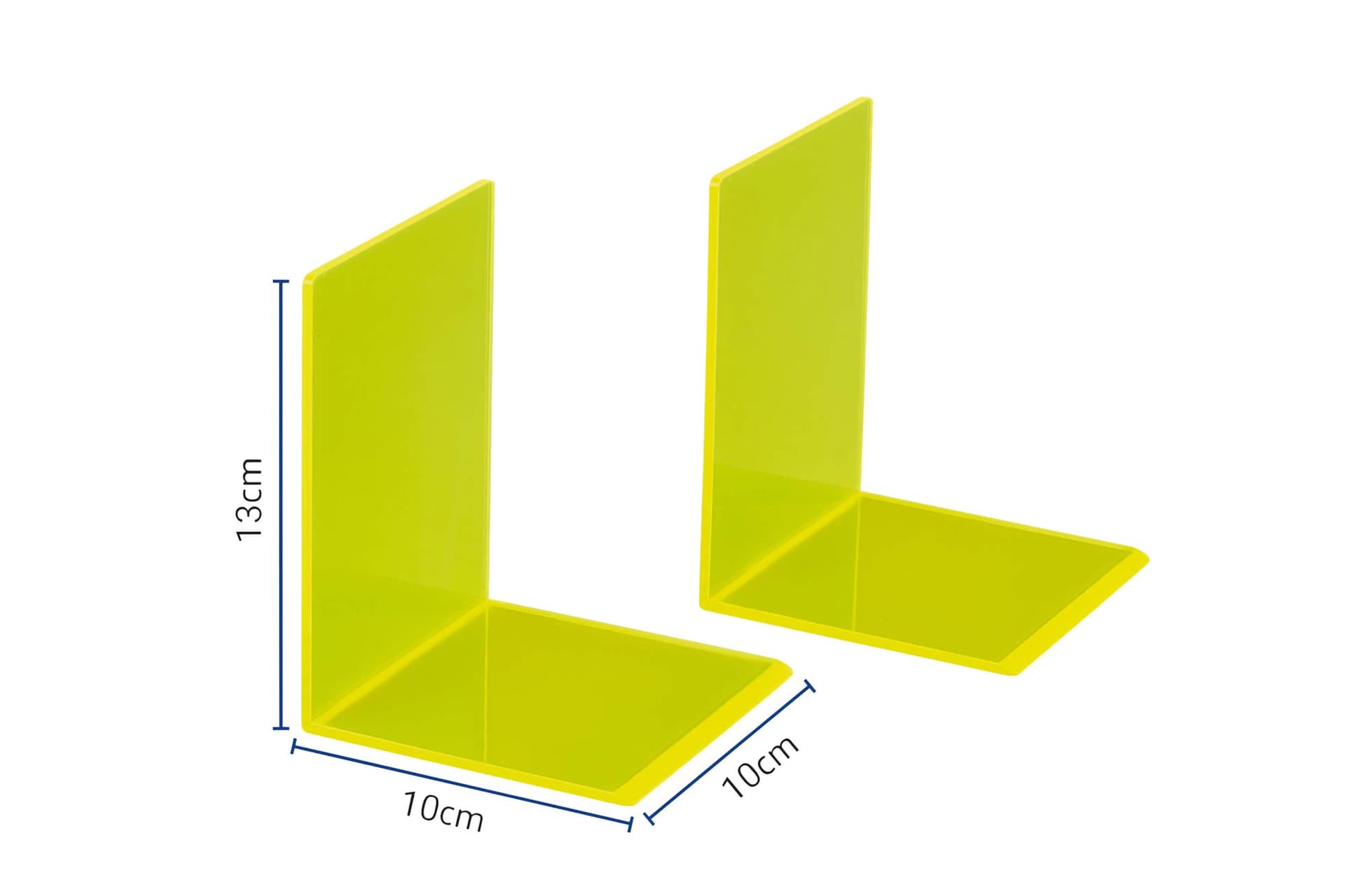 Boekensteun MAUL 10x10x13cm acryl set 2 neon geel transparant 2