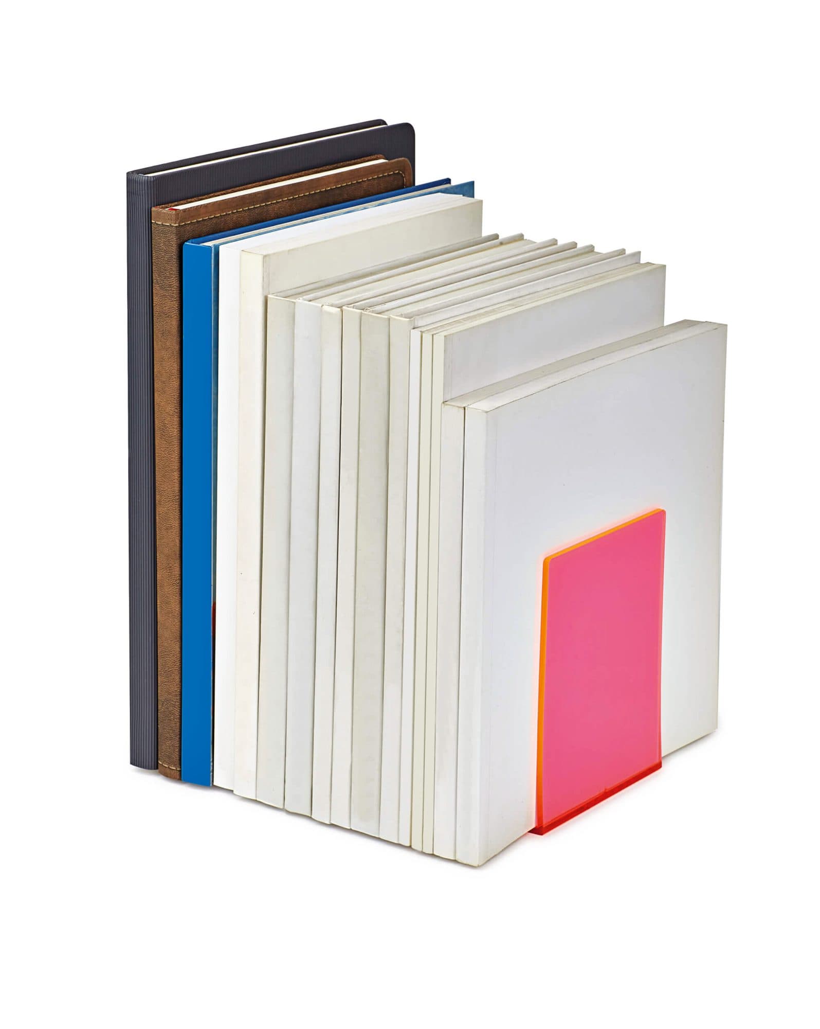 Boekensteun MAUL 10x10x13cm acryl set 2 neon rood transparant 6