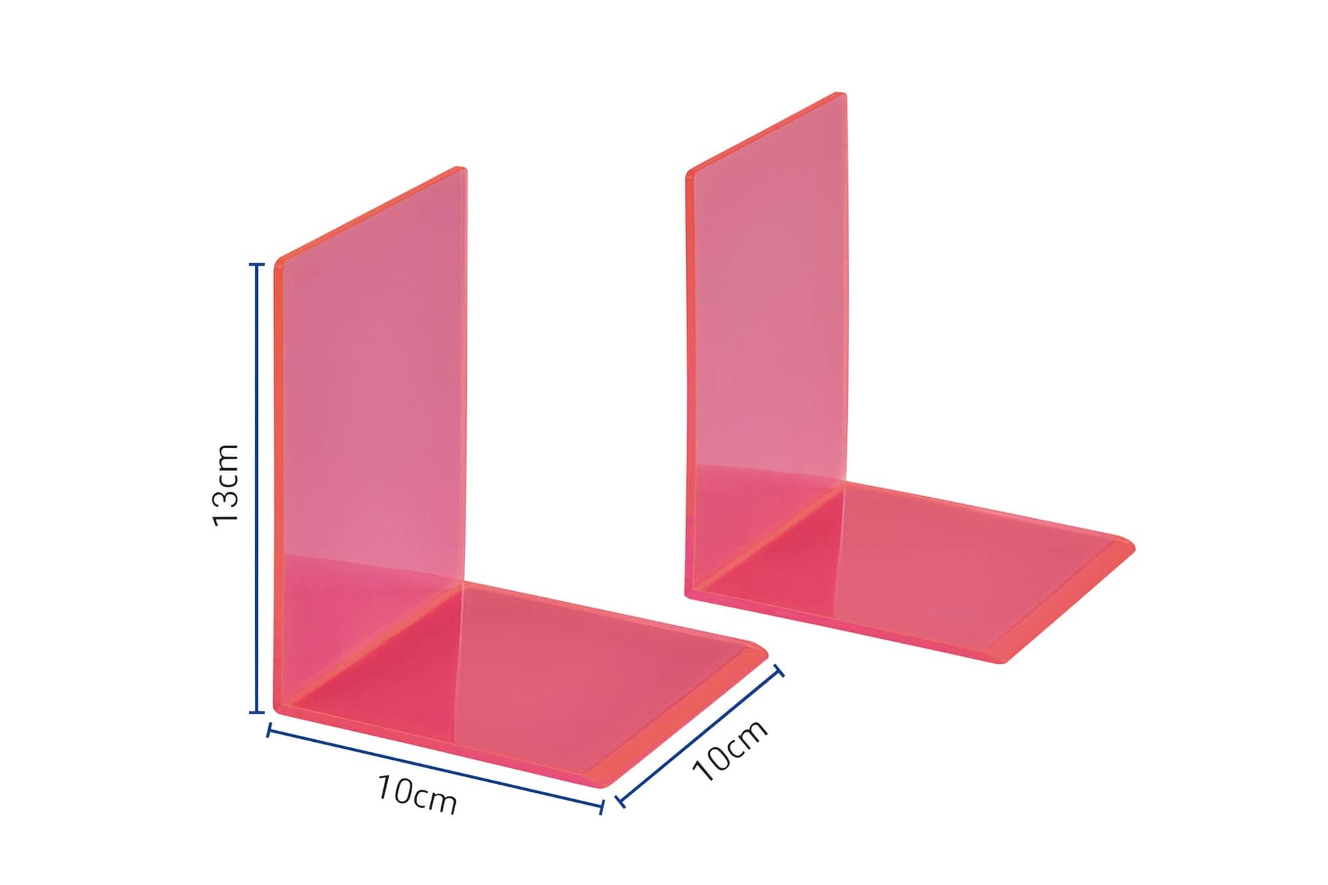 Boekensteun MAUL 10x10x13cm acryl set 2 neon rood transparant 2