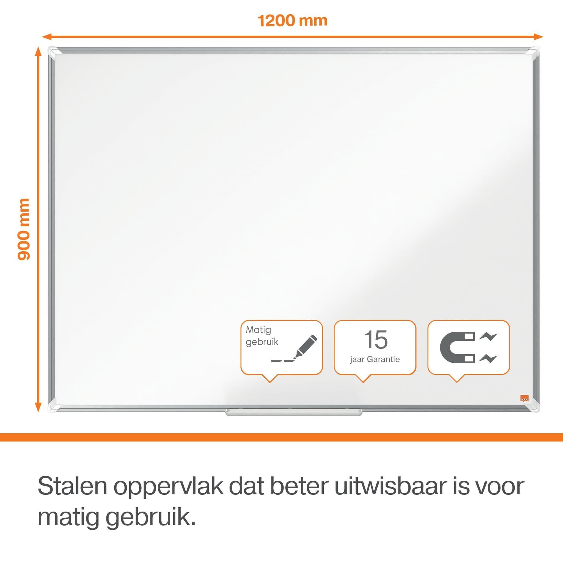 Whiteboard Nobo Premium Plus 90x120cm staal 2
