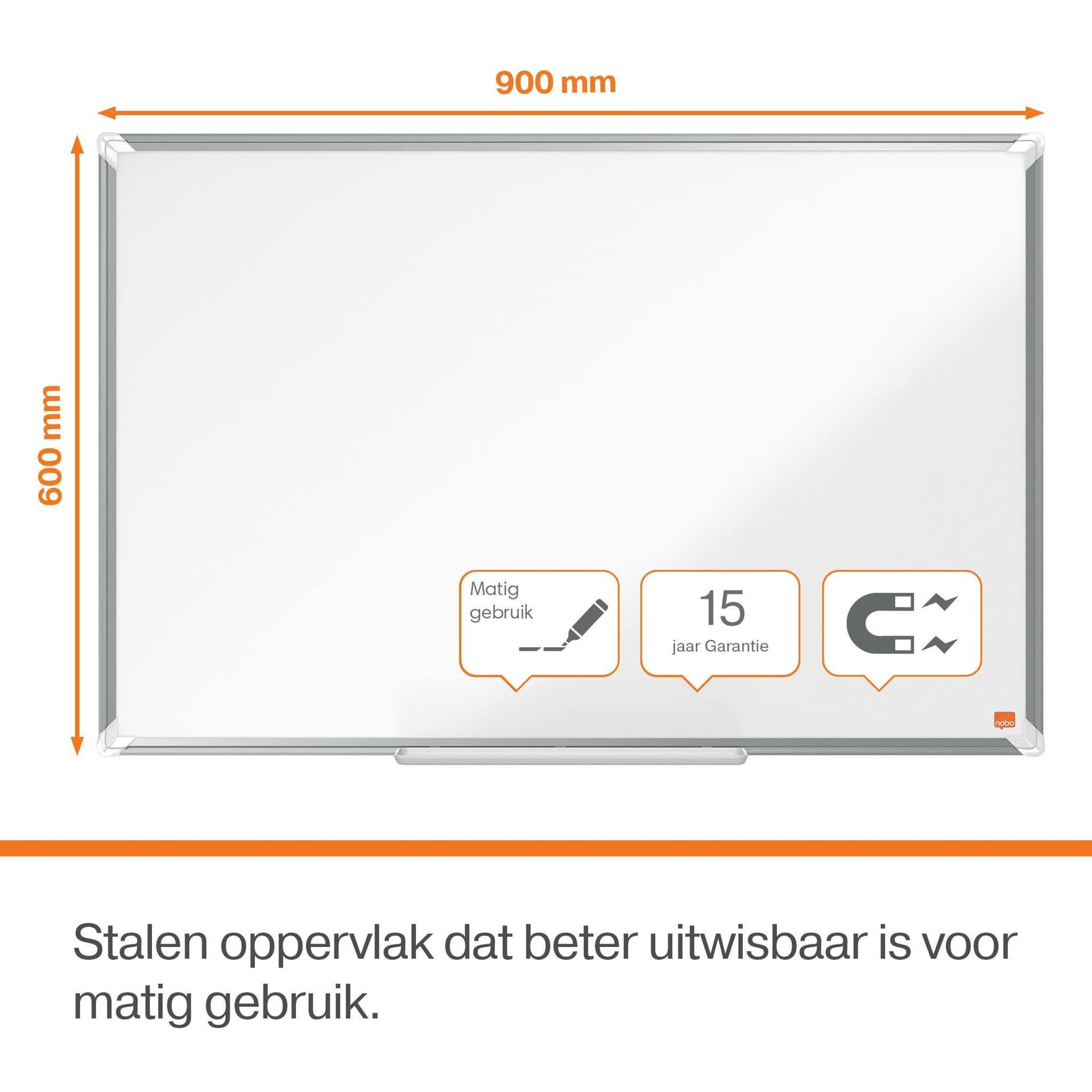 Whiteboard Nobo Premium Plus 60x90cm staal 3