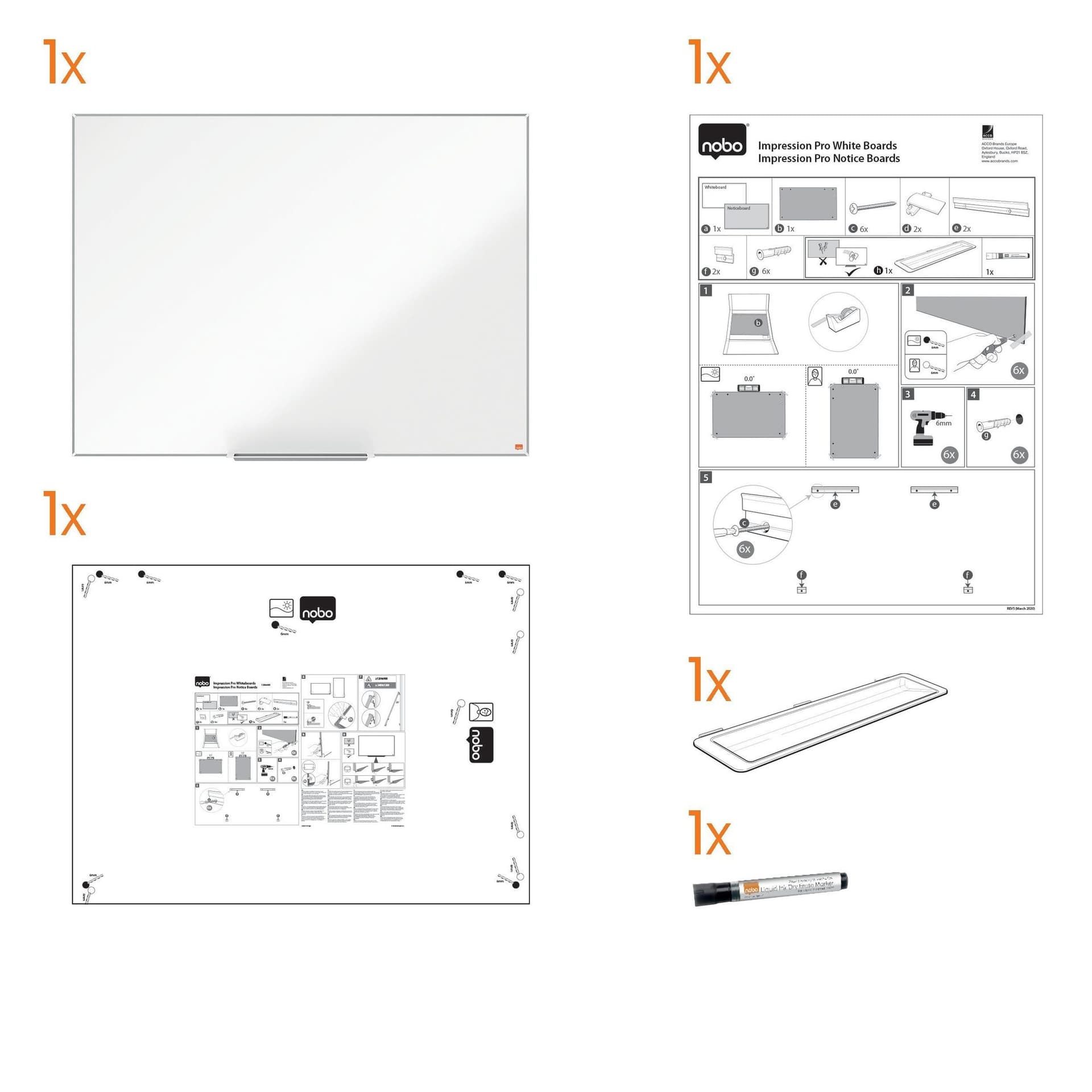 Whiteboard Nobo Impression Pro 90x120cm emaille 4