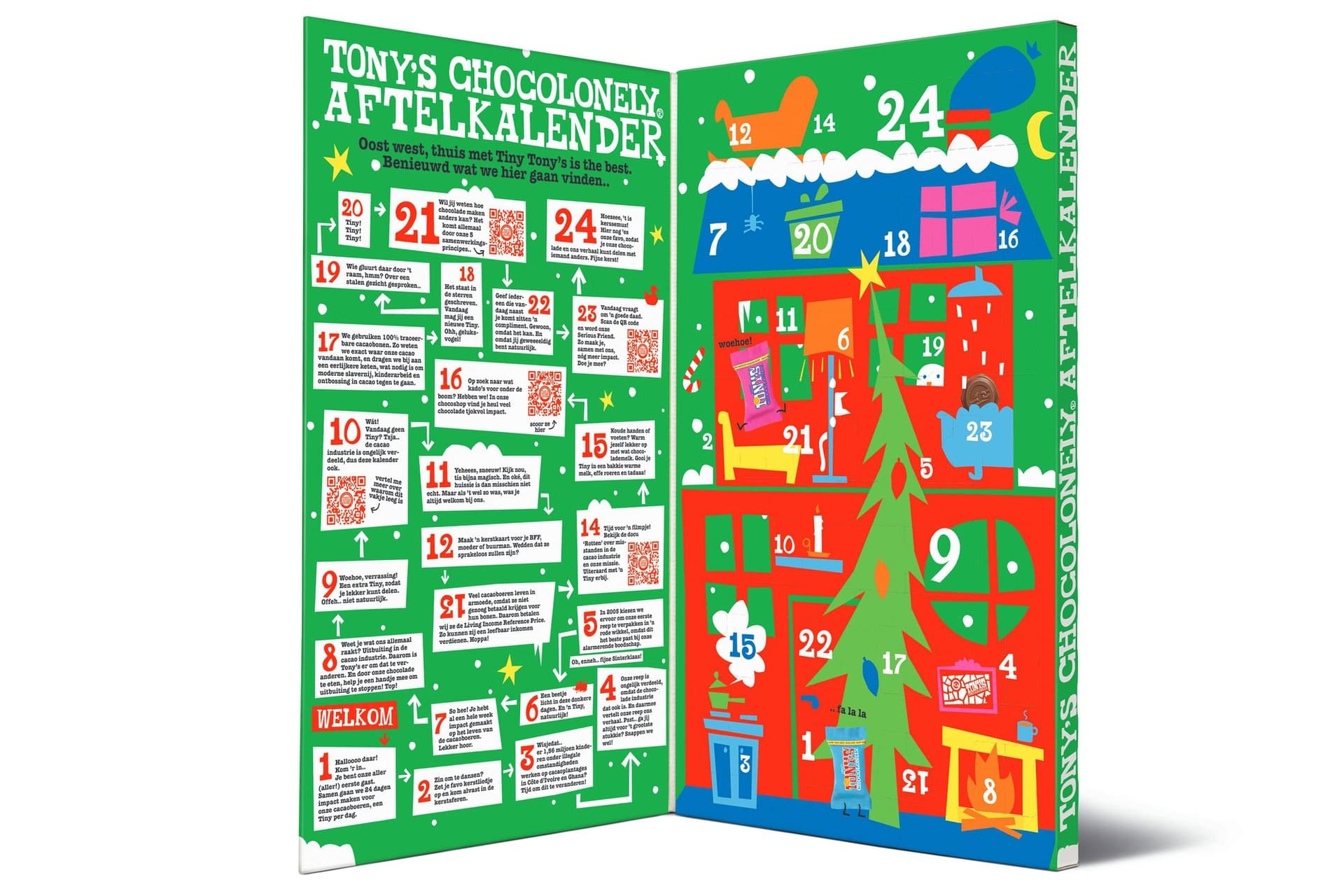 Chocolade Tony's Chocolonely Kerst big Tiny calendar 225gr assorti 3