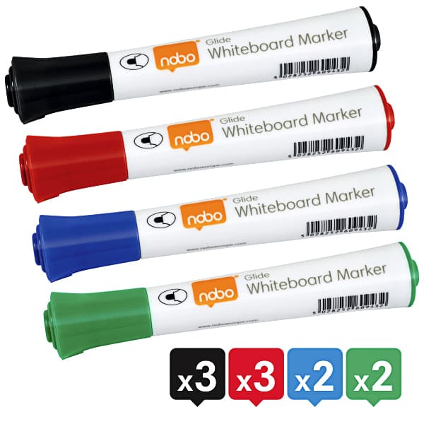 Whiteboardmarker Nobo Glide rond assorti 2mm 10st 2