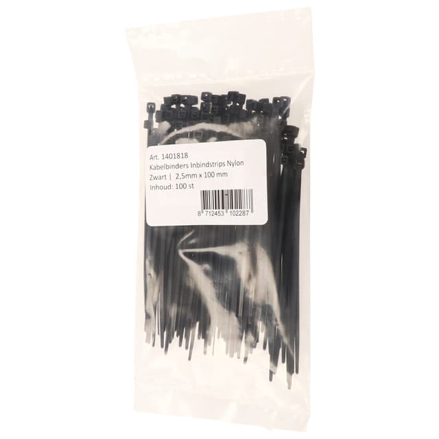 Kabelbinders IEZZY nylon 2.5x100mm D 20.5mm zwart 100 stuks 2