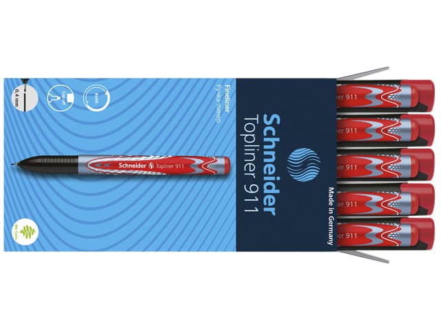 Fineliner Schneider Topliner 911 0.4mm rood 4