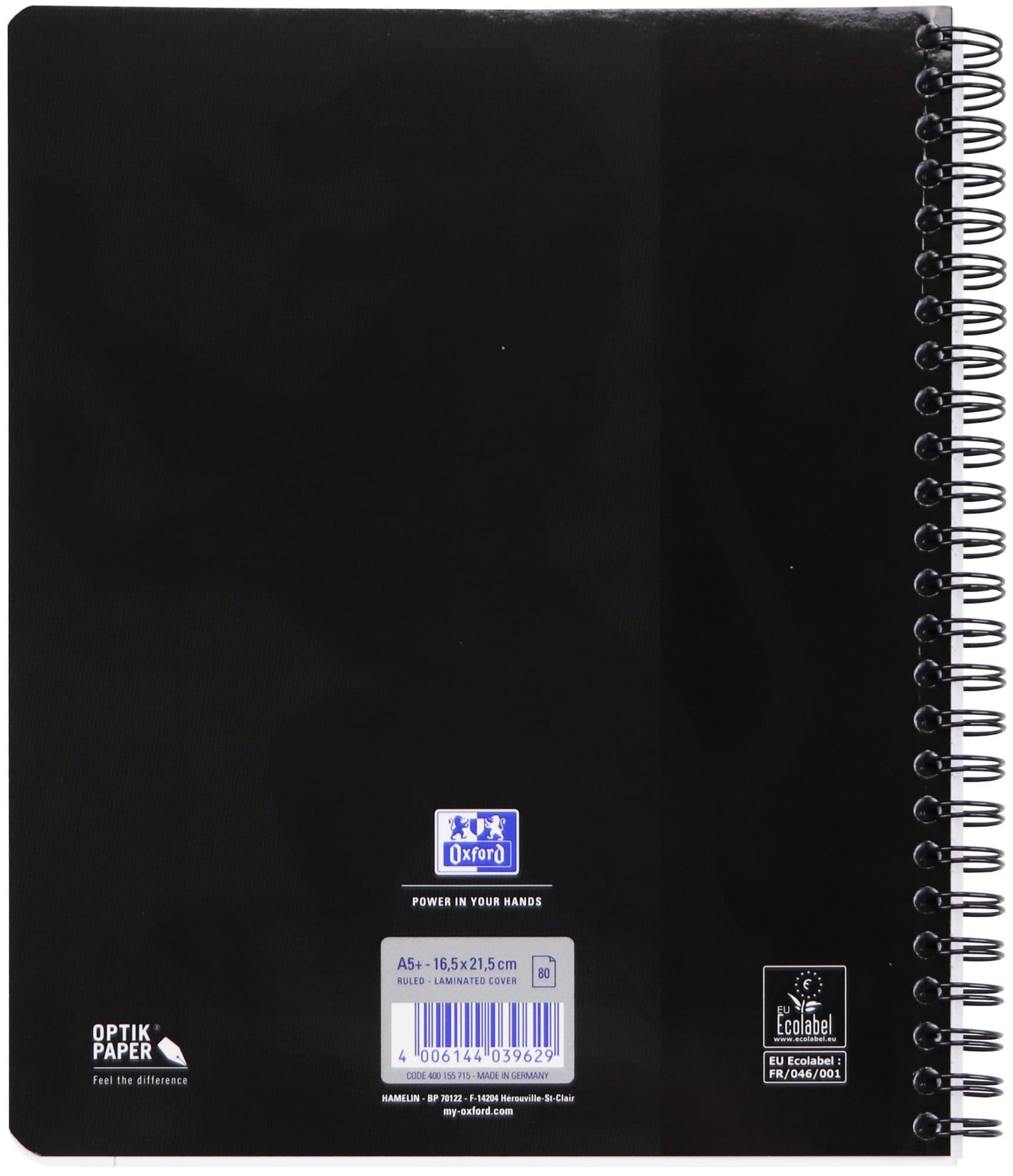 Collegeblok Oxford School A5+ lijn 17-gaats 160 pagina's 80gr zwart 3