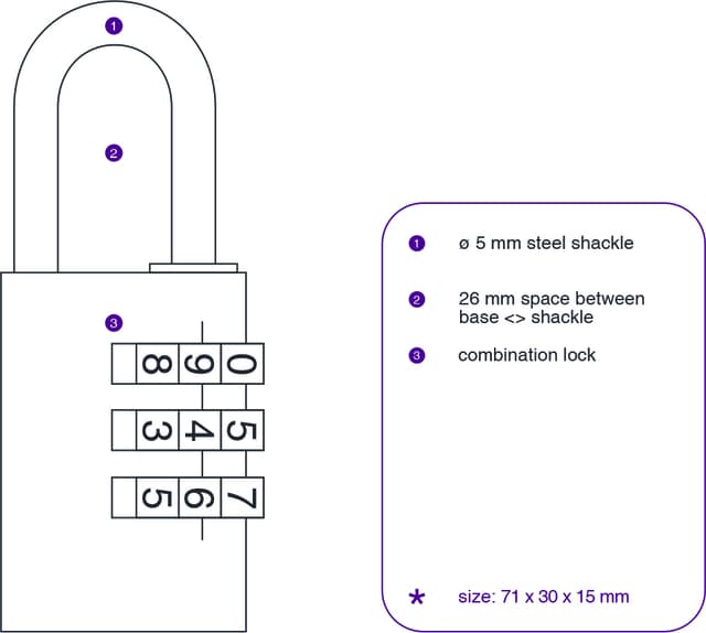 Hangslot Pavo met cijferslot 41x28x12mm 4