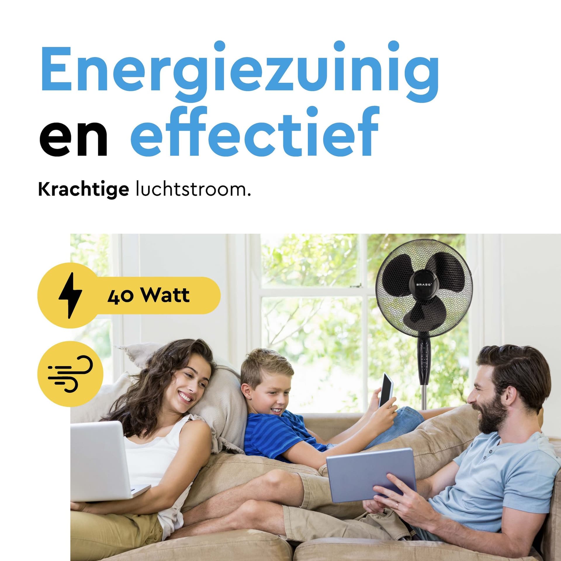 Statiefventilator BRASQ met remote 40cm zwart 10