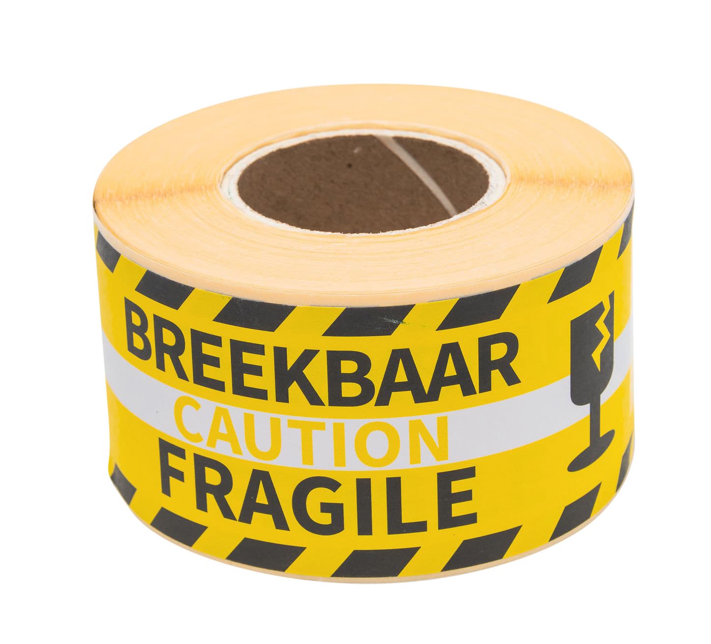 Waarschuwingsetiket Rillprint 46x125mm fragile geel 250 stuks 2