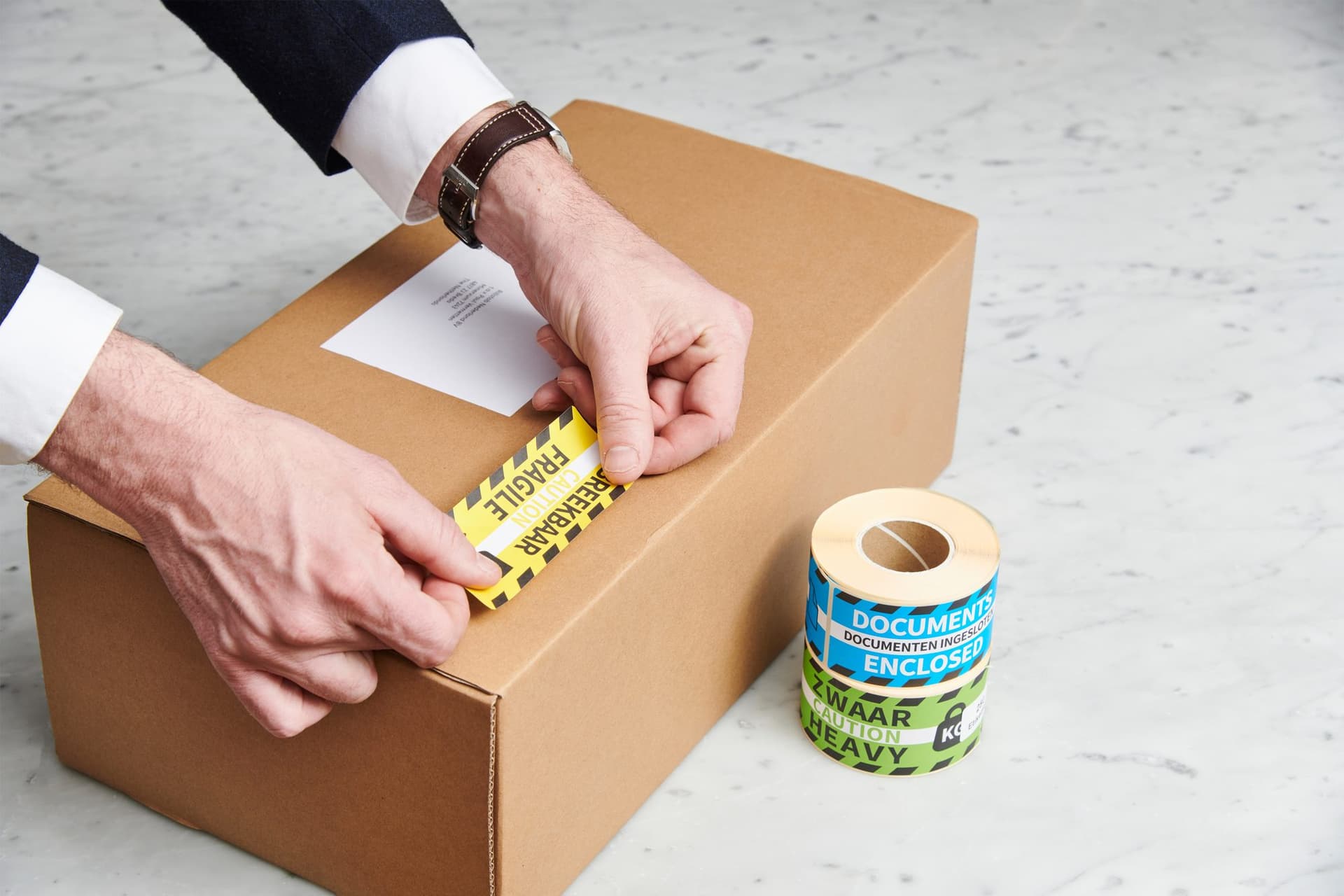 Waarschuwingsetiket Rillprint 46x125mm heavy groen 250 stuks 3
