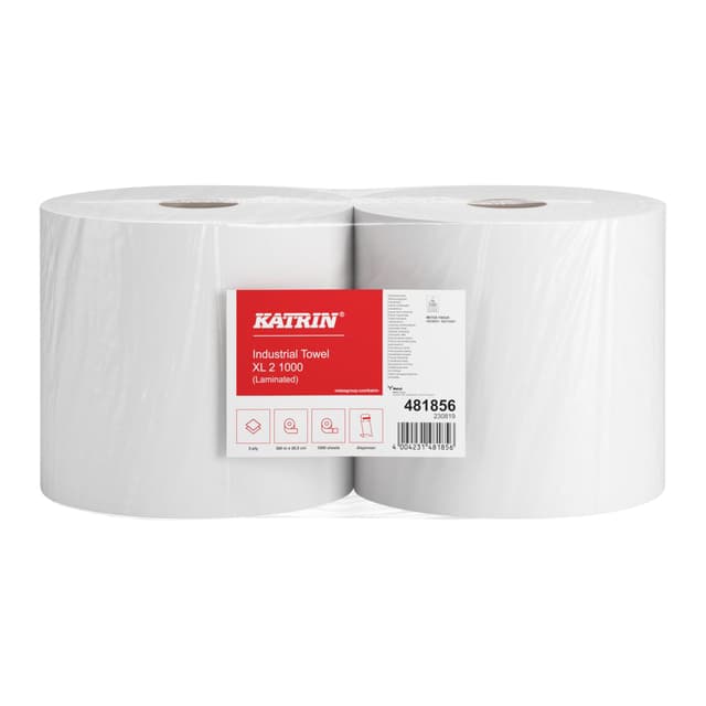 Poetspapier Katrin Industrial extra groot 2-laags 1000 vel wit 481856 2