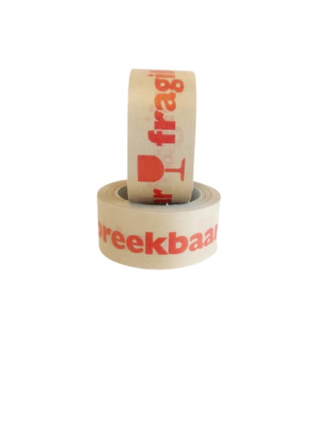 Waarschuwingstape IEZZY 50mmx50m 80% gerecycled papier bruin rood 2