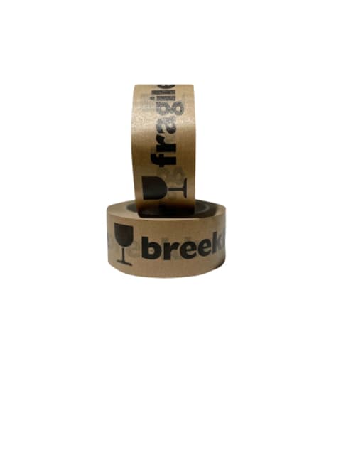Waarschuwingstape IEZZY 50mmx50m 80% gerecycled papier bruin zwart 2
