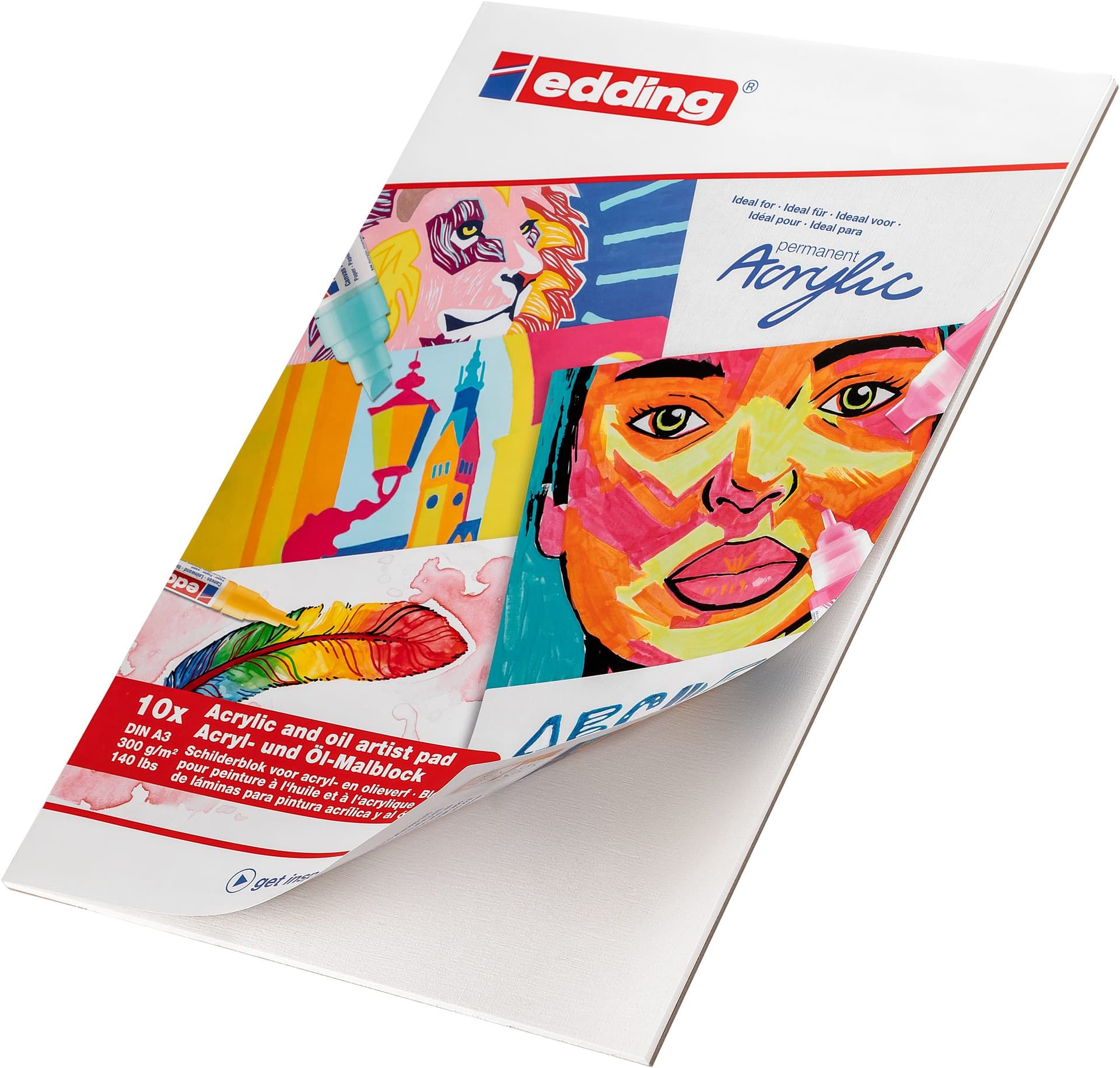 Olie- en Acrylblok edding 30010 A3 10 vel 300 gram wit 2