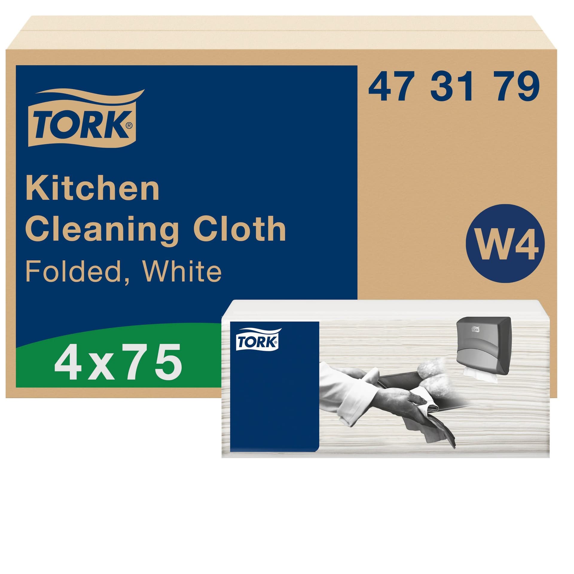 Reinigingsdoek Tork W4 Premium gevouwen 1-laags 4x75 vel wit 473179