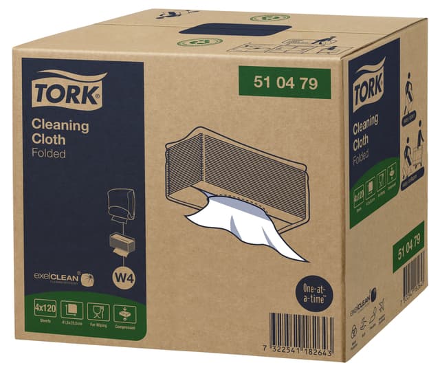 Reinigingsdoek Tork W4 Premium gevouwen 1-laags 4x120 vel wit 510479 3