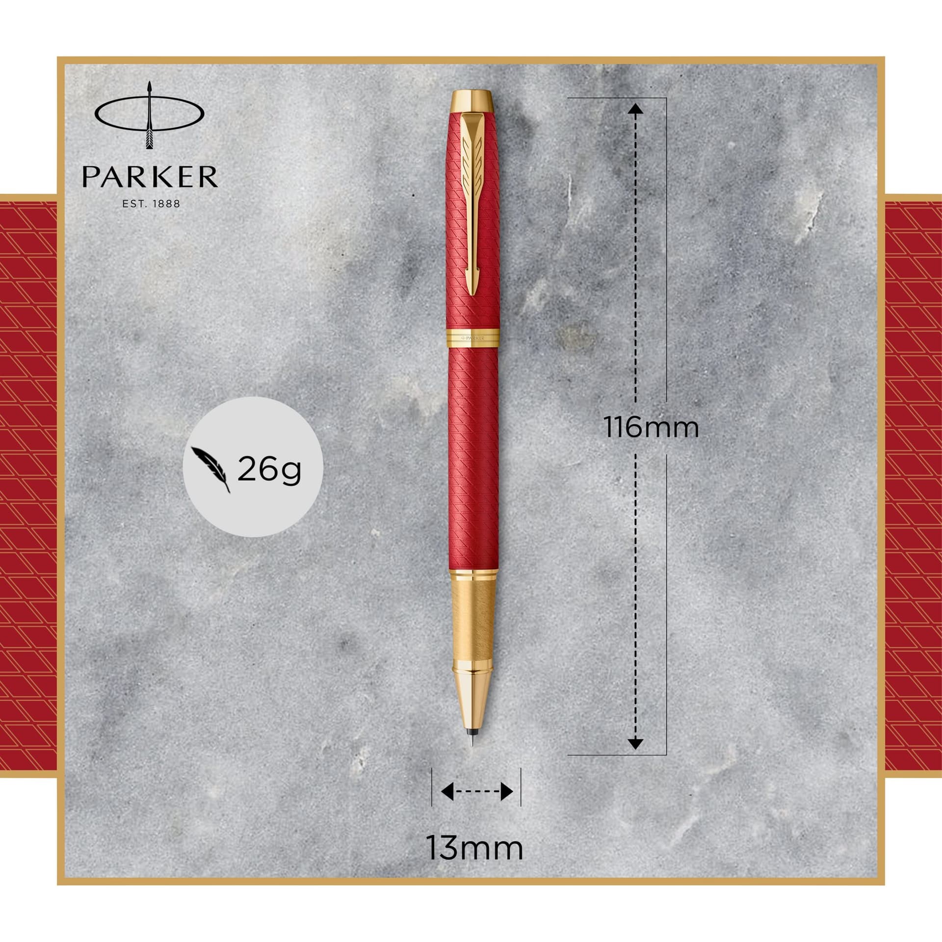 Rollerpen Parker IM Premium deep red GT fijn 8