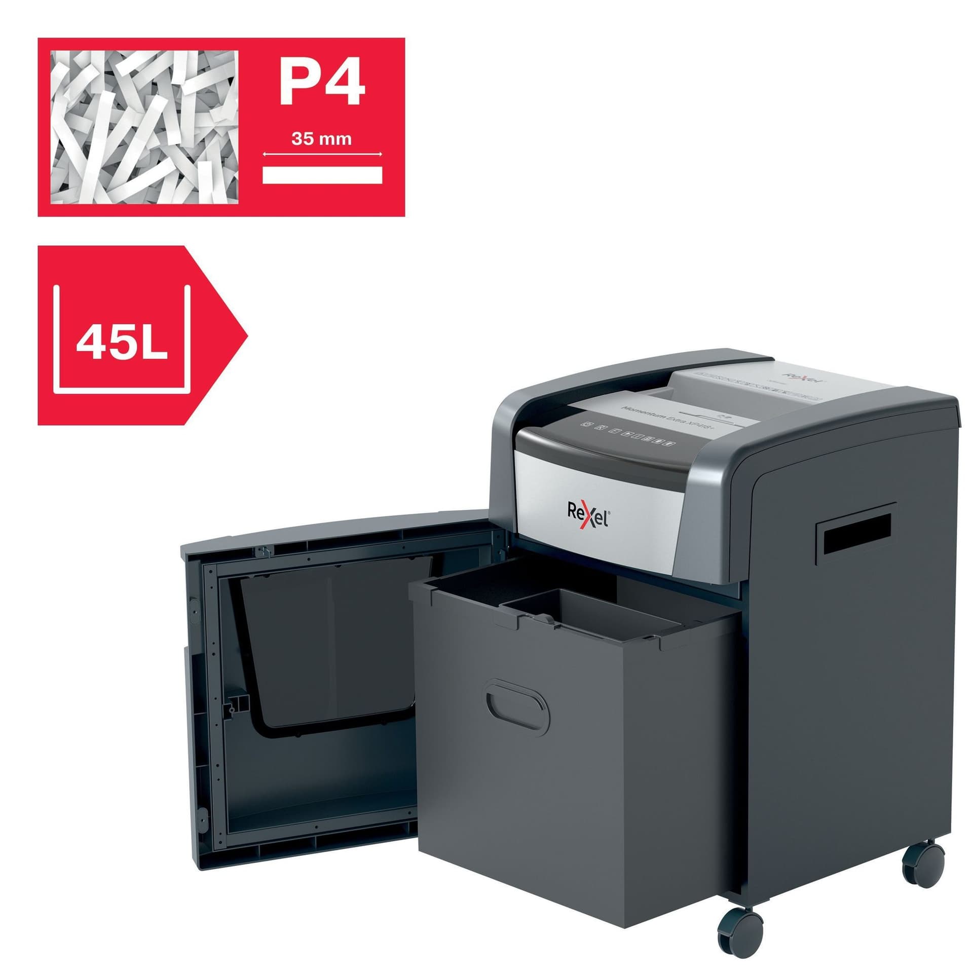 Papiervernietiger Rexel Momentum Extra XP418+ snippers 4x35mm 10