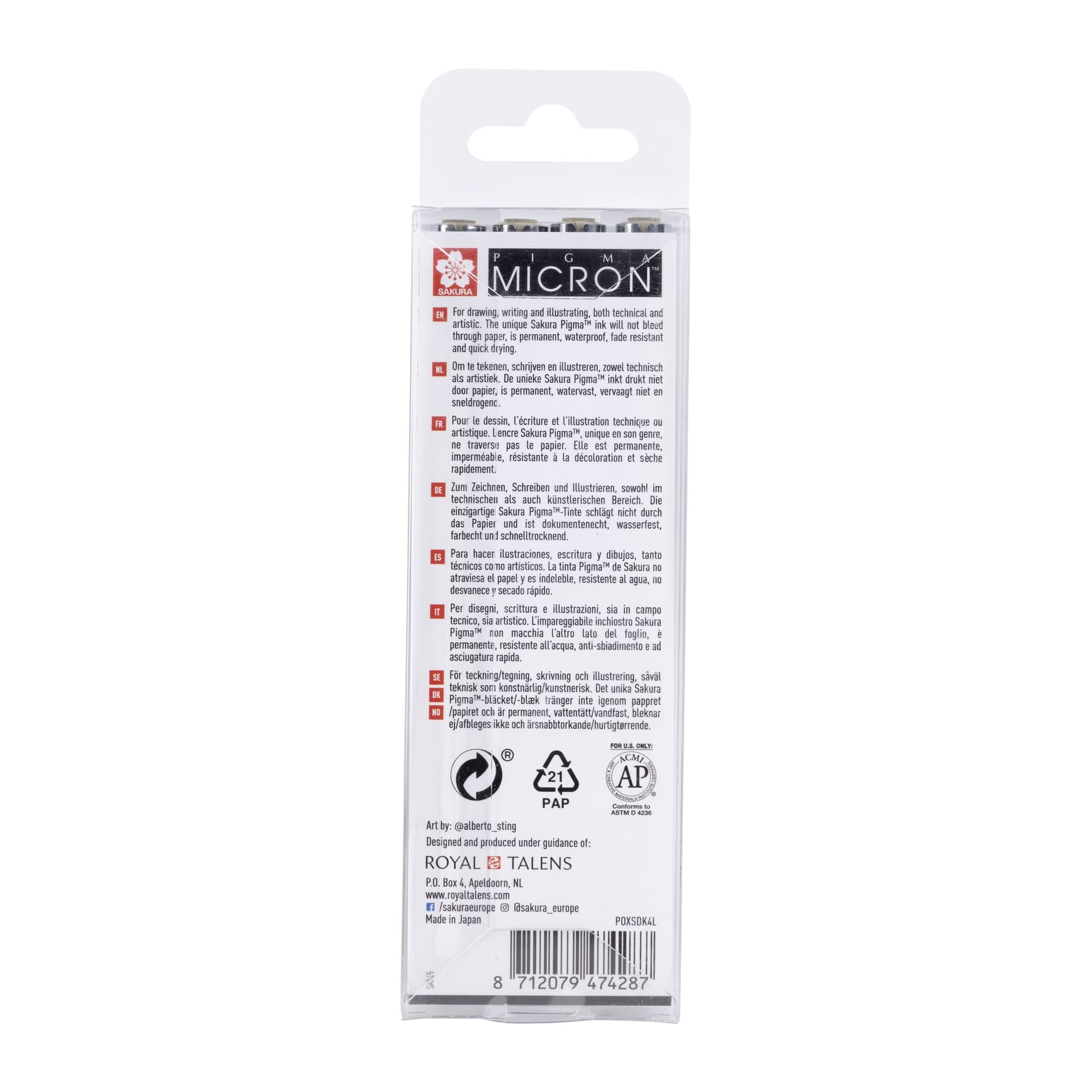Fineliner Sakura Pigma Micron lichtgrijs set 4 maten 2