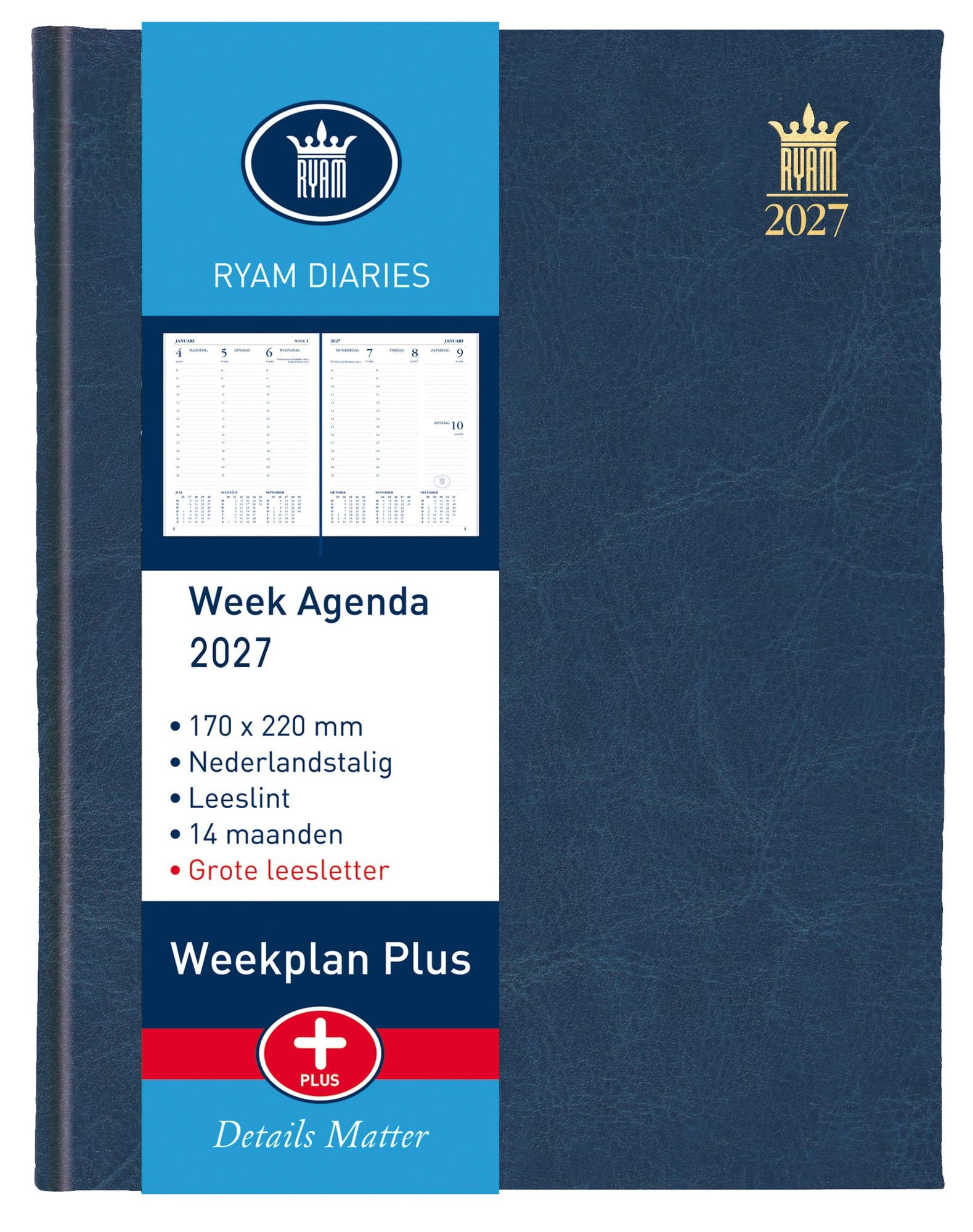 Agenda 2027 Ryam Weekplan Plus Mundior groot letter 7dagen/2pagina's assorti 2