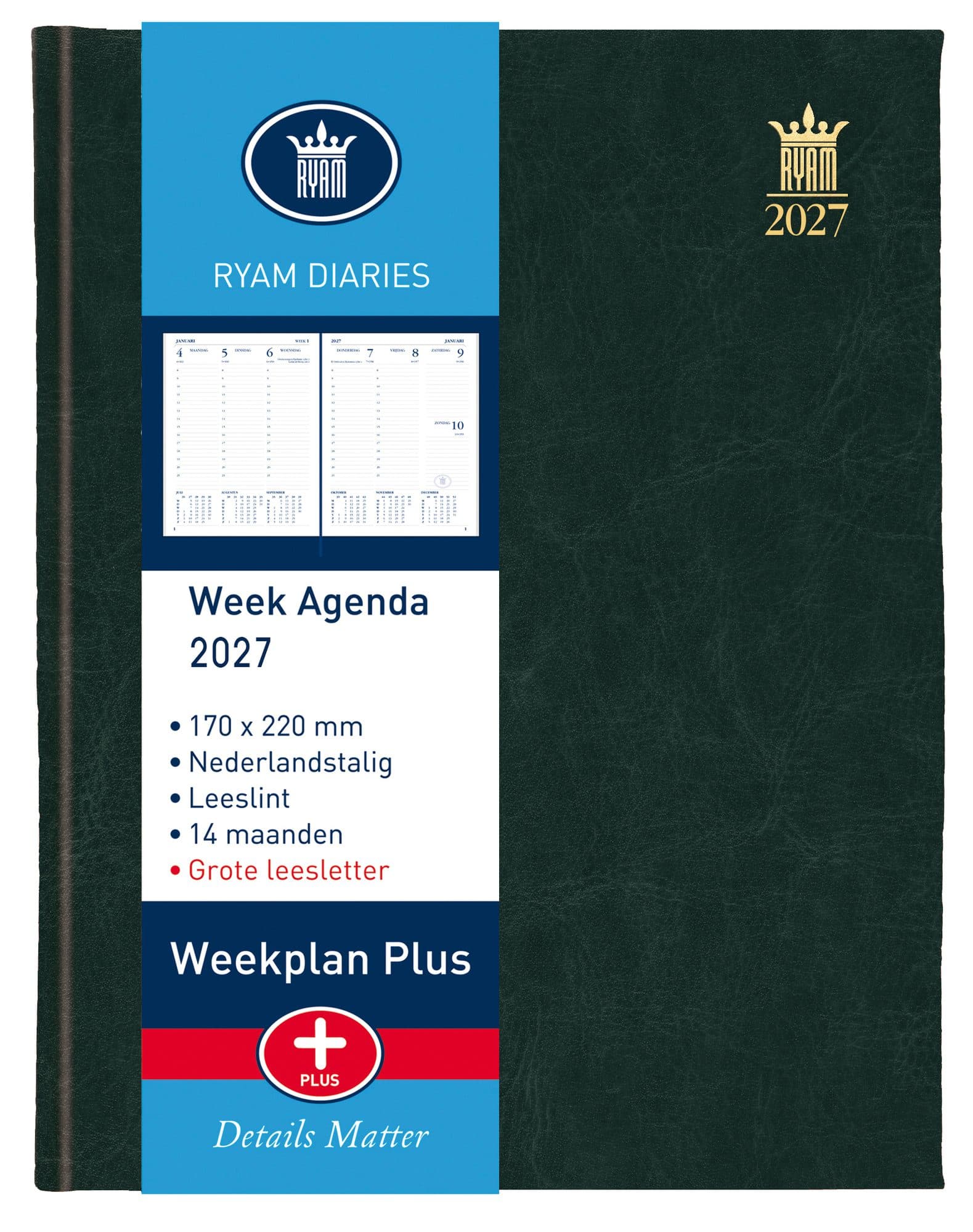 Agenda 2027 Ryam Weekplan Plus Mundior groot letter 7dagen/2pagina's assorti 4