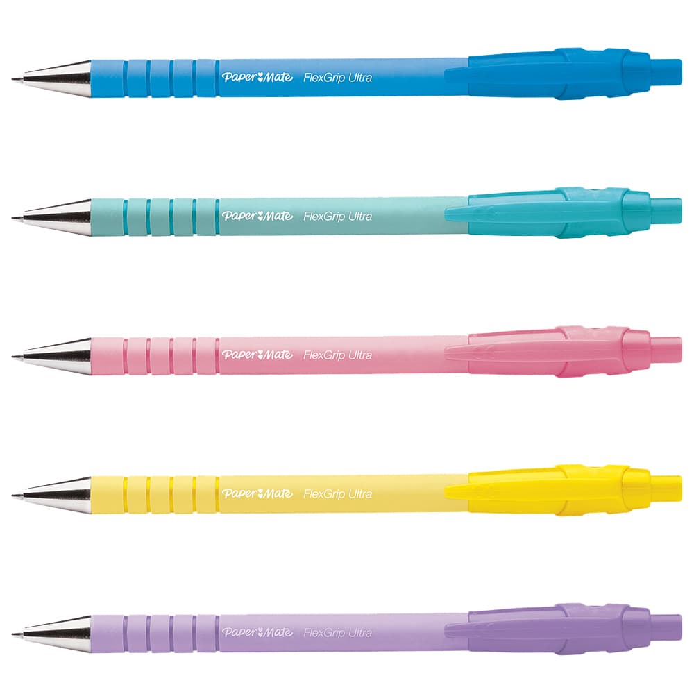 Balpen Paper Mate Flexgrip drukknop pastel schrijfkleur zwart 2