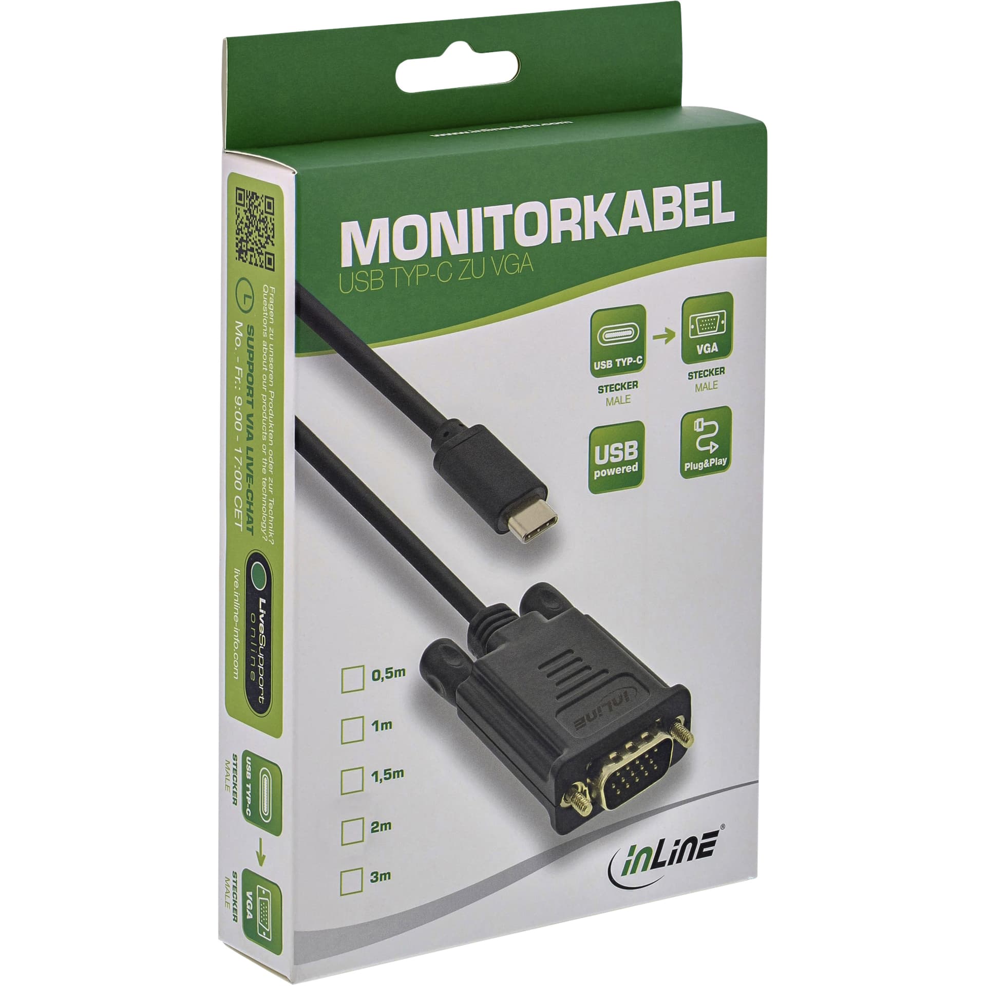 Kabel inLine USB-C VGA 3.1 M/M 2 meter zwart 2