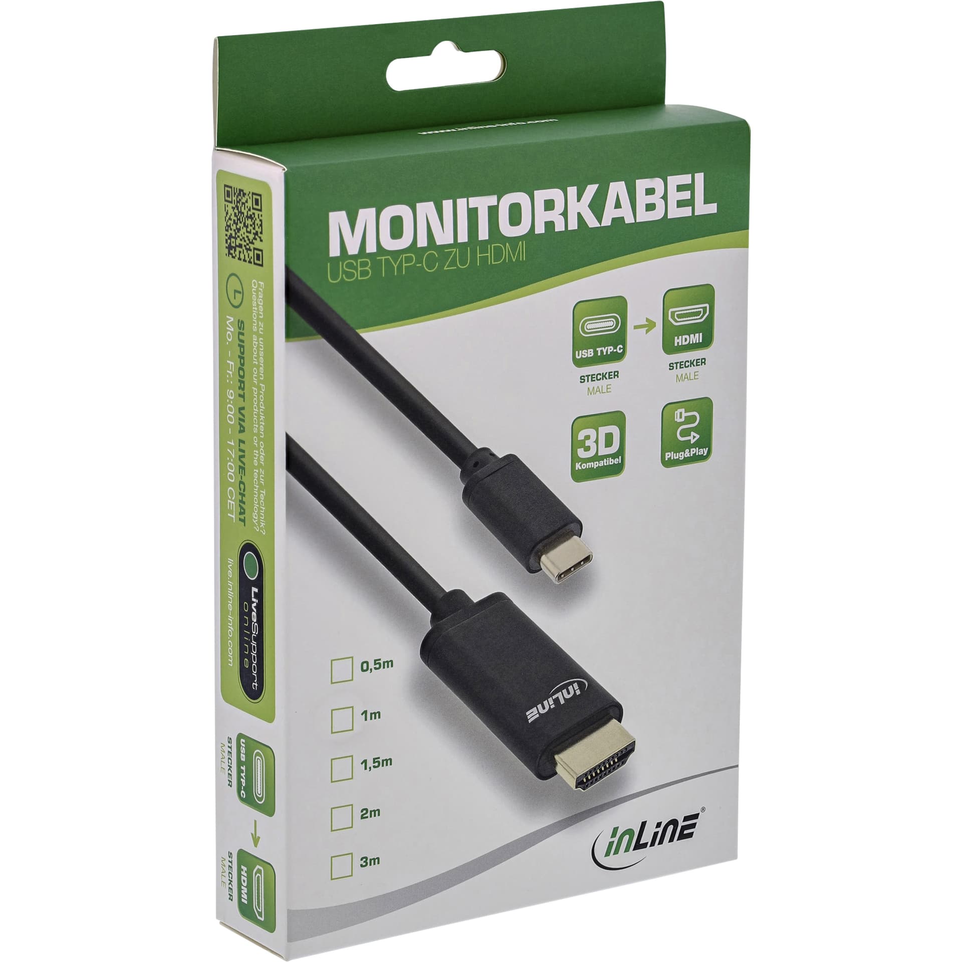 Kabel inLine USB-C HDMI 3.1 2.0 4K M/M 2 meter zwart 2