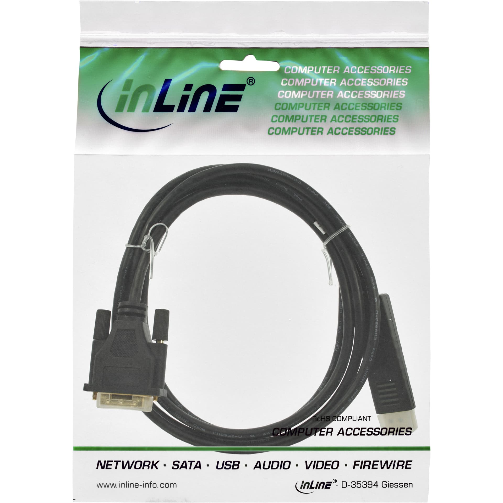 Kabel inLine Displayport DVI 24+1 M/M 2 meter zwart 2