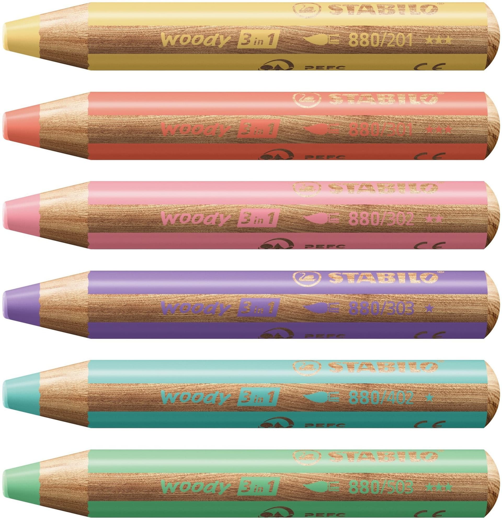 Kleurpotloden STABILO 880 woody slijper pastel assorti 6 stuks 2