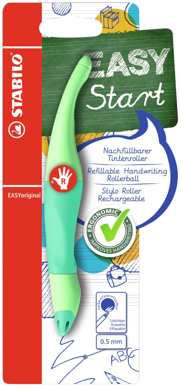 Rollerpen STABILO Easyoriginal  rechts M pastel vleugje mint blister