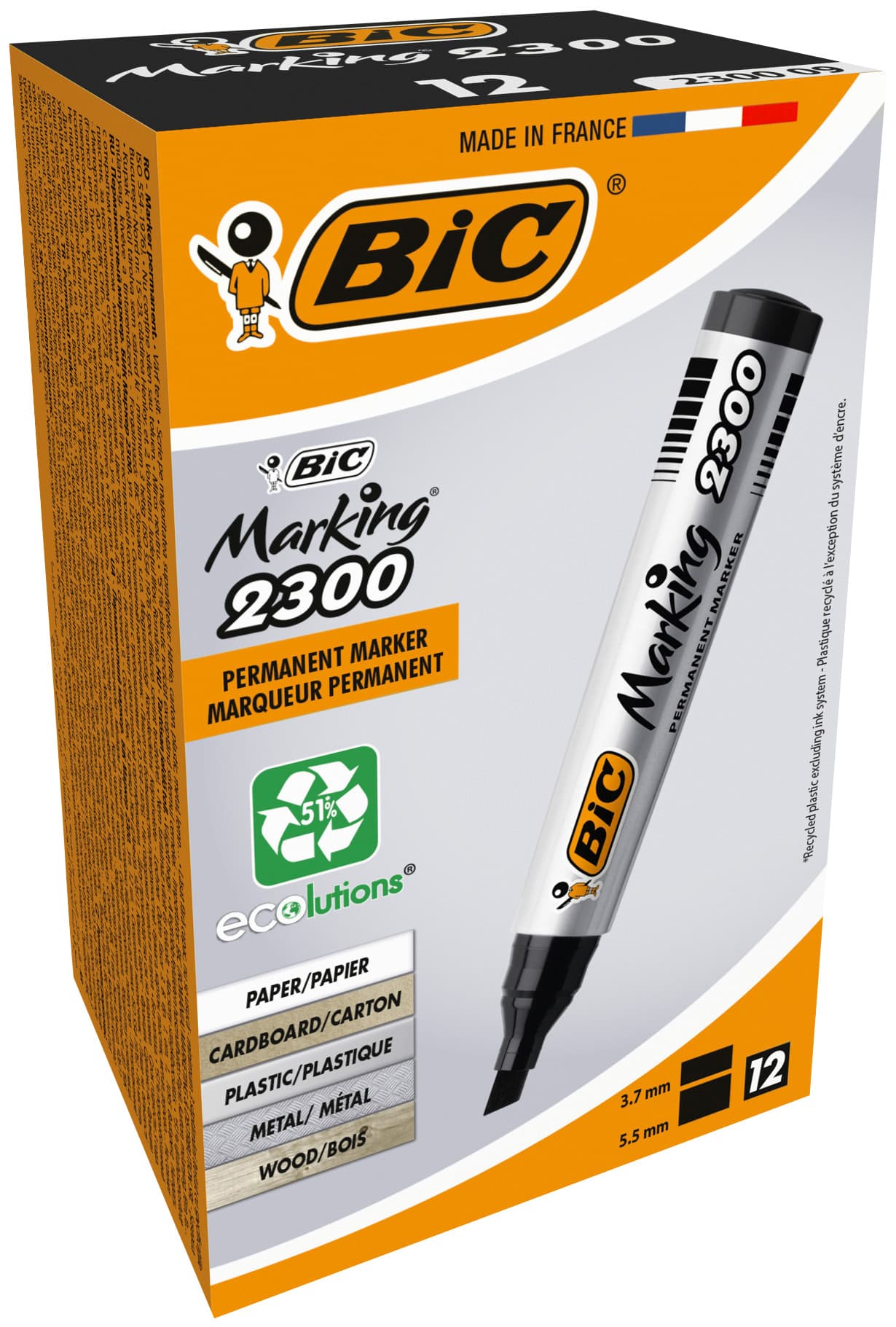 Viltstift Bic 2300 ecolutions schuin medium zwart 2