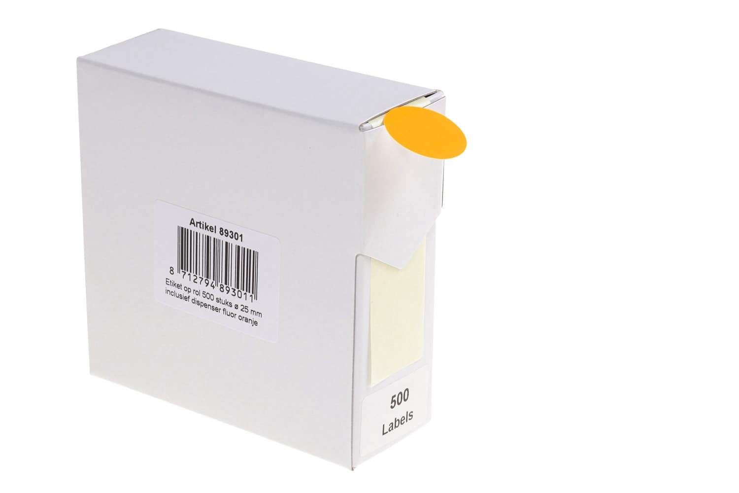 Etiket Rillprint 25mm op rol fluor oranje 500 stuks 2