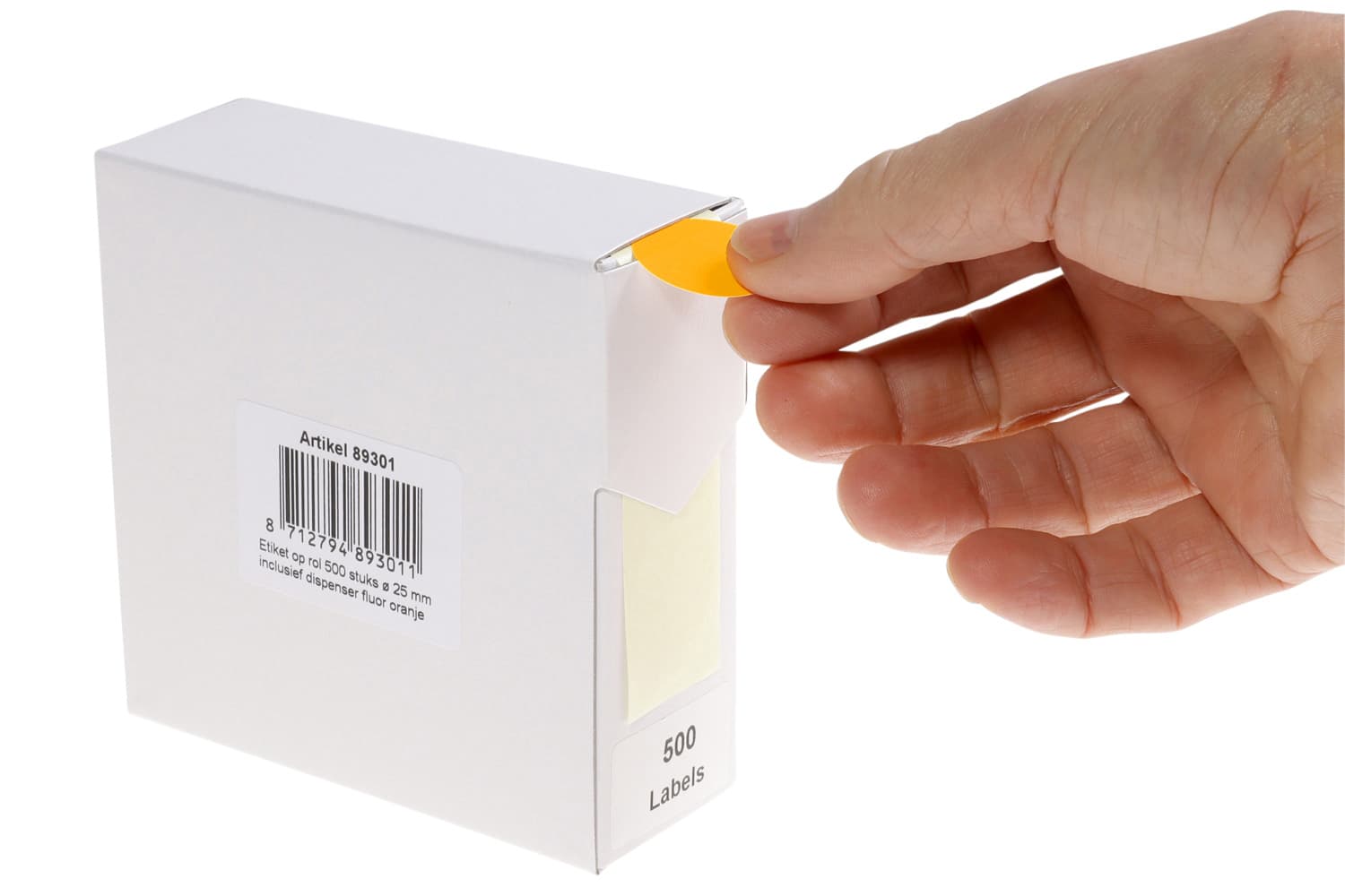 Etiket Rillprint 25mm op rol fluor oranje 500 stuks 3