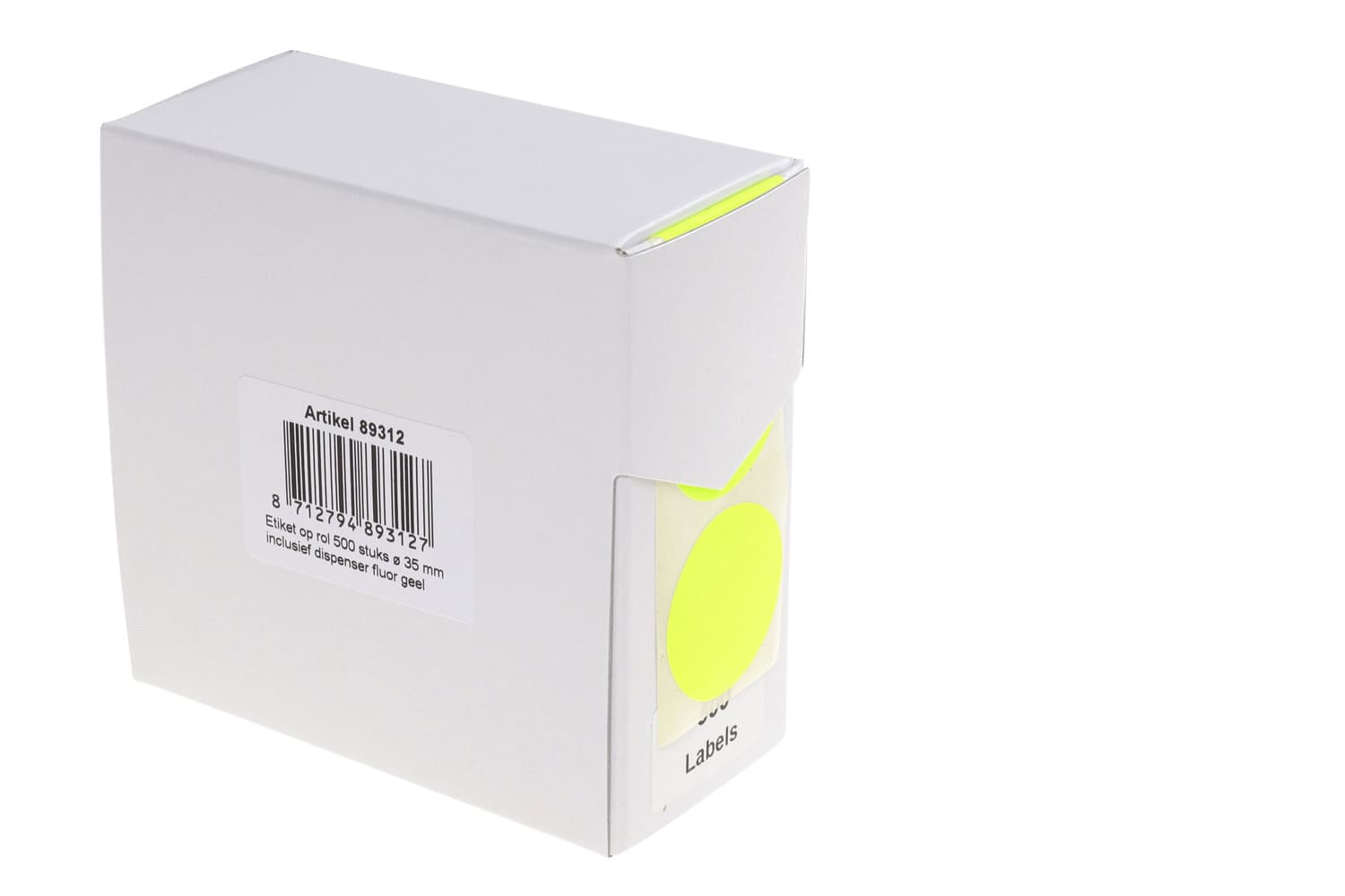 Etiket Rillprint 35mm op rol fluor geel 500 stuks