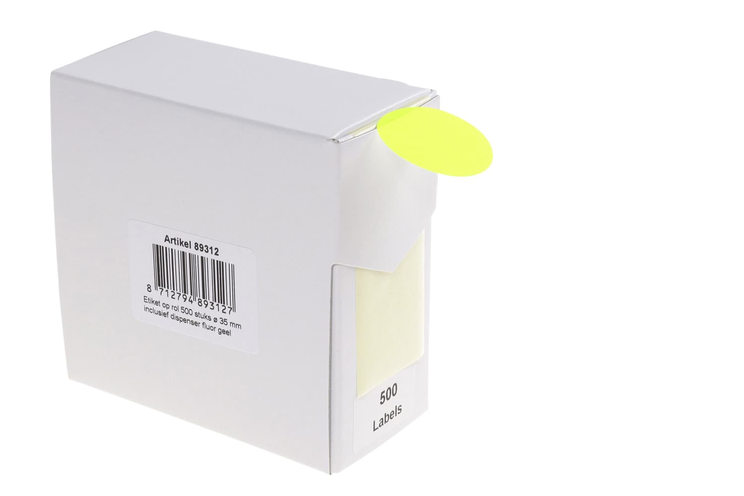 Etiket Rillprint 35mm op rol fluor geel 500 stuks 2