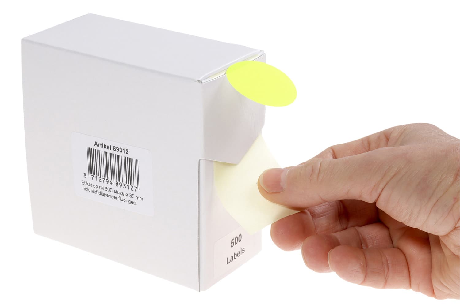 Etiket Rillprint 35mm op rol fluor geel 500 stuks 3