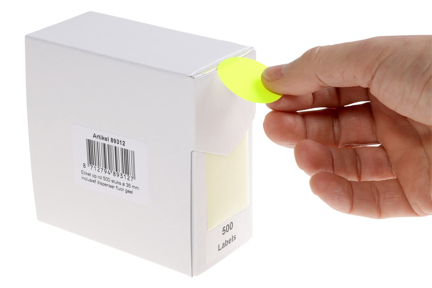 Etiket Rillprint 35mm op rol fluor geel 500 stuks 4
