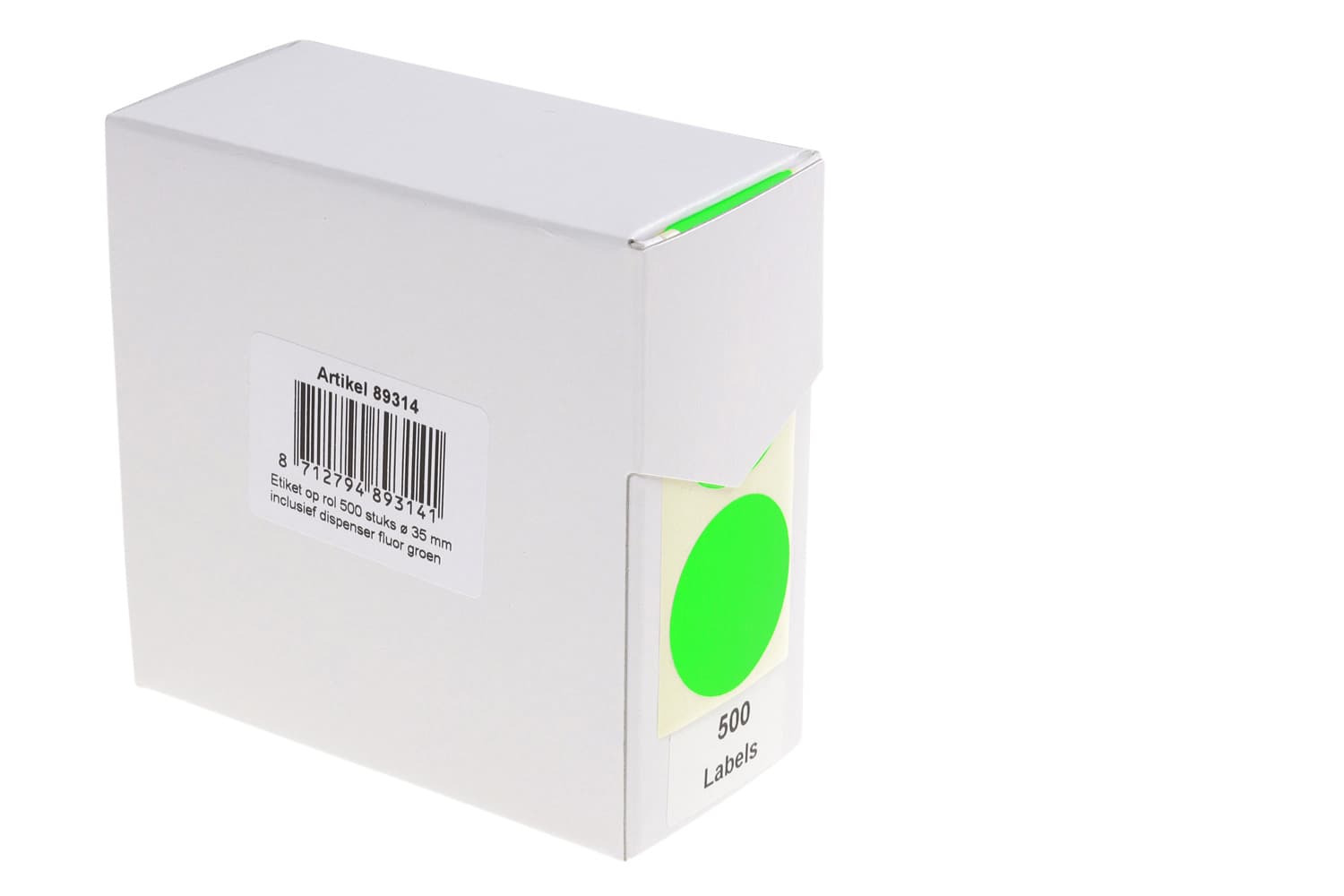 Etiket Rillprint 35mm op rol fluor groen 500 stuks