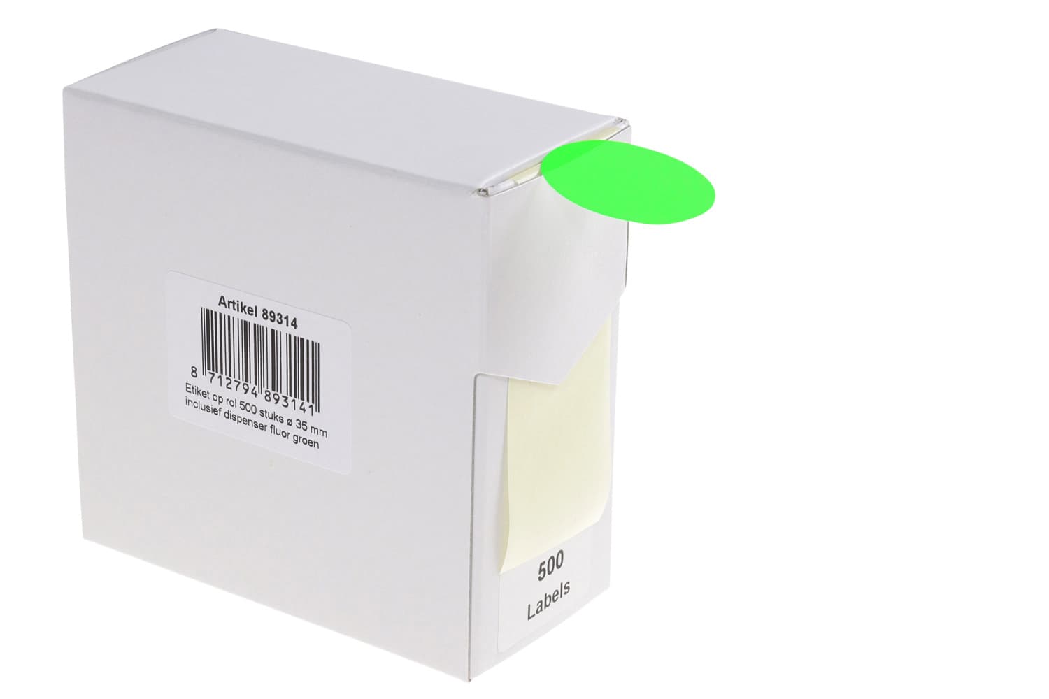 Etiket Rillprint 35mm op rol fluor groen 500 stuks 2