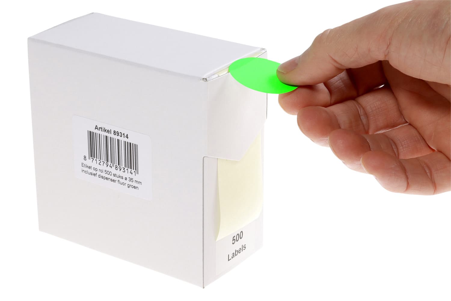 Etiket Rillprint 35mm op rol fluor groen 500 stuks 3