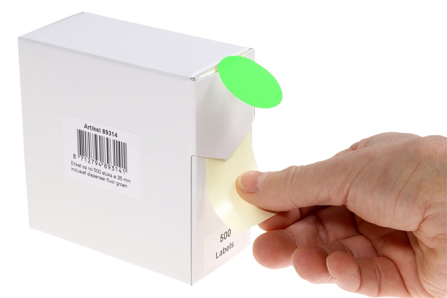 Etiket Rillprint 35mm op rol fluor groen 500 stuks 4