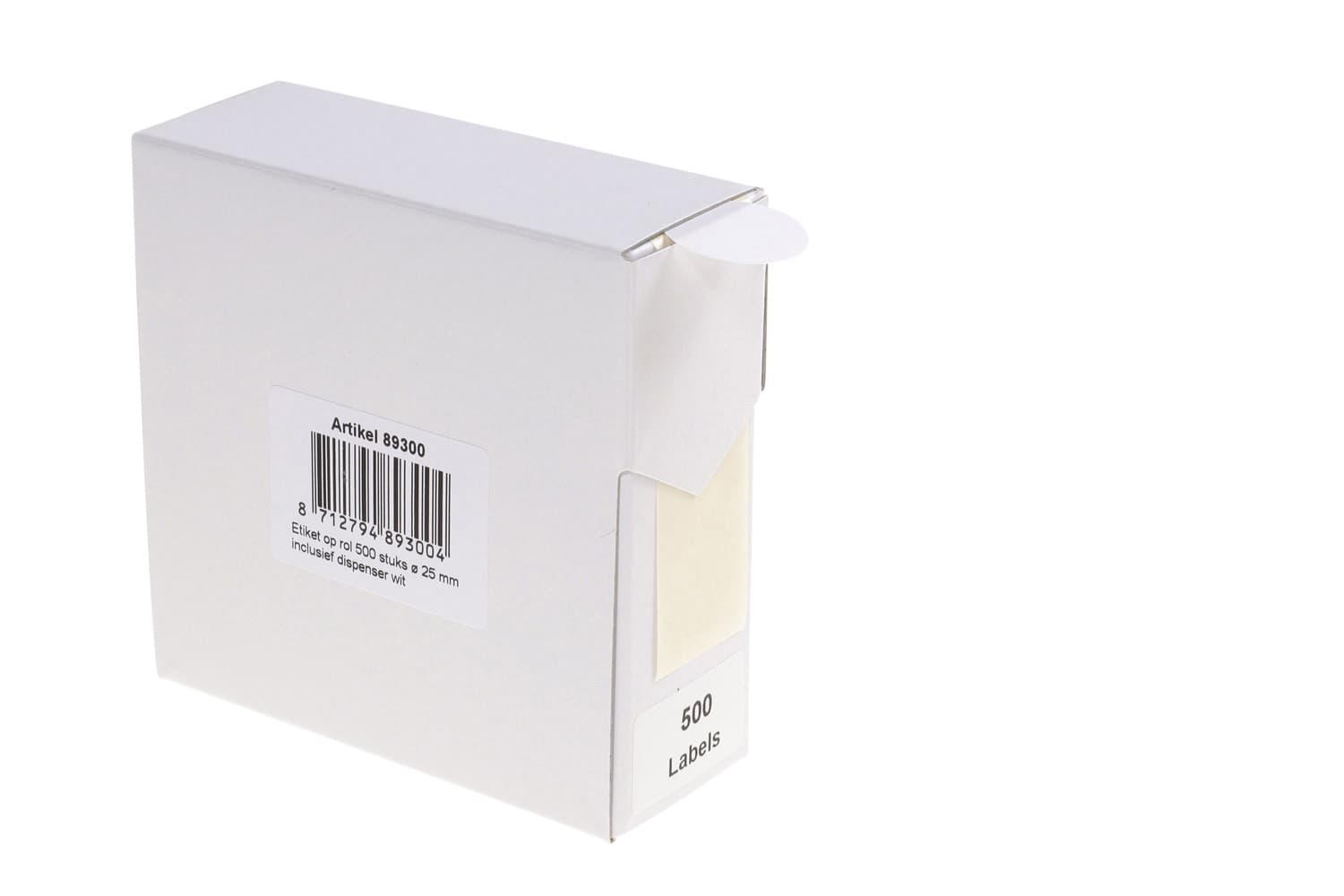 Etiket Rillprint 25mm op rol wit 500 stuks 2
